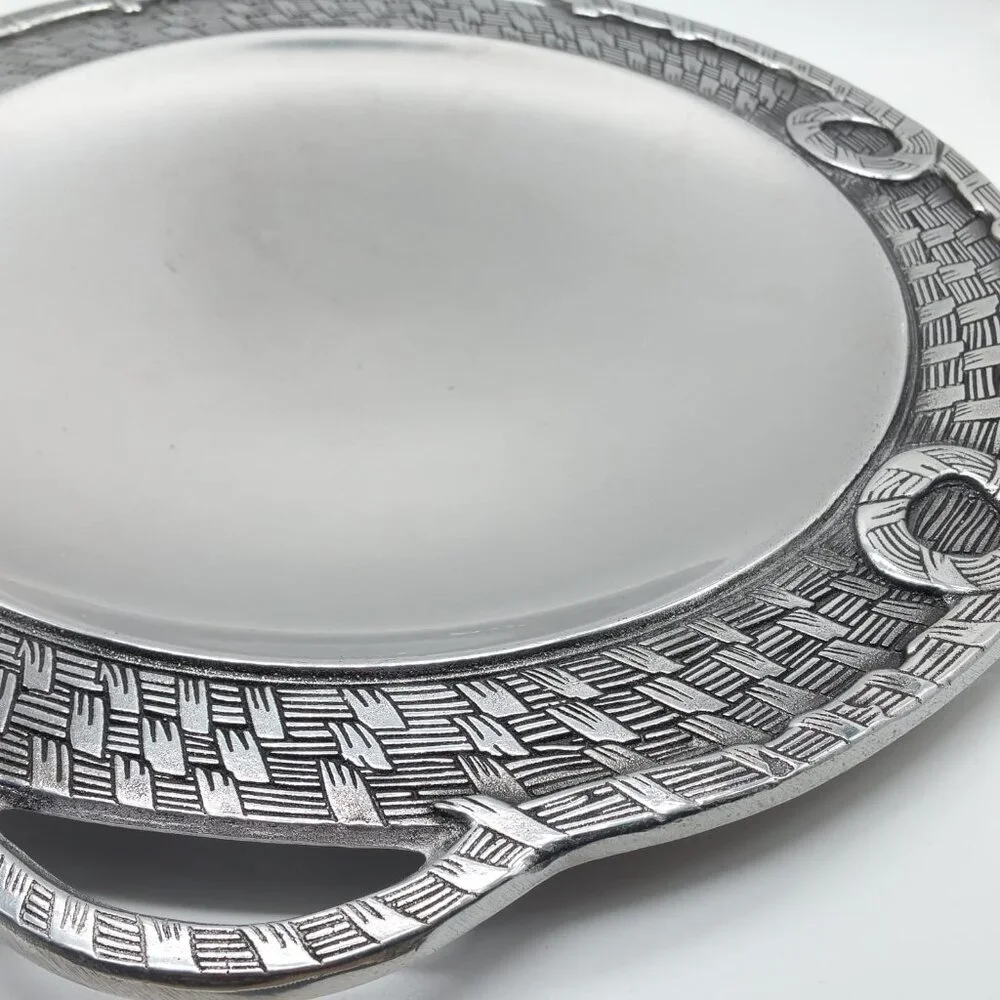Wilton Armetale Large Round Platter Tray with Handles 14.5
